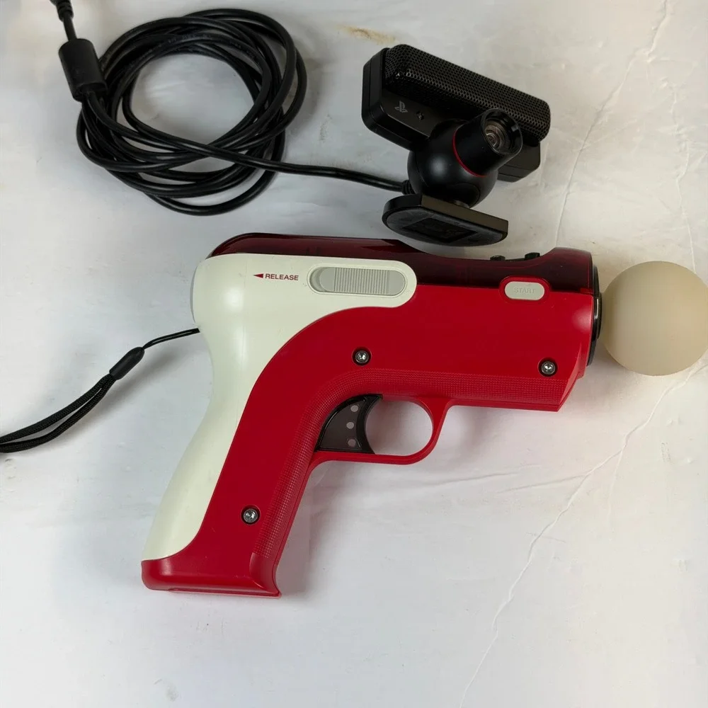 Sony PlayStation Move Shooting Attachment Red White & PS Eye Camera Bundle PS3